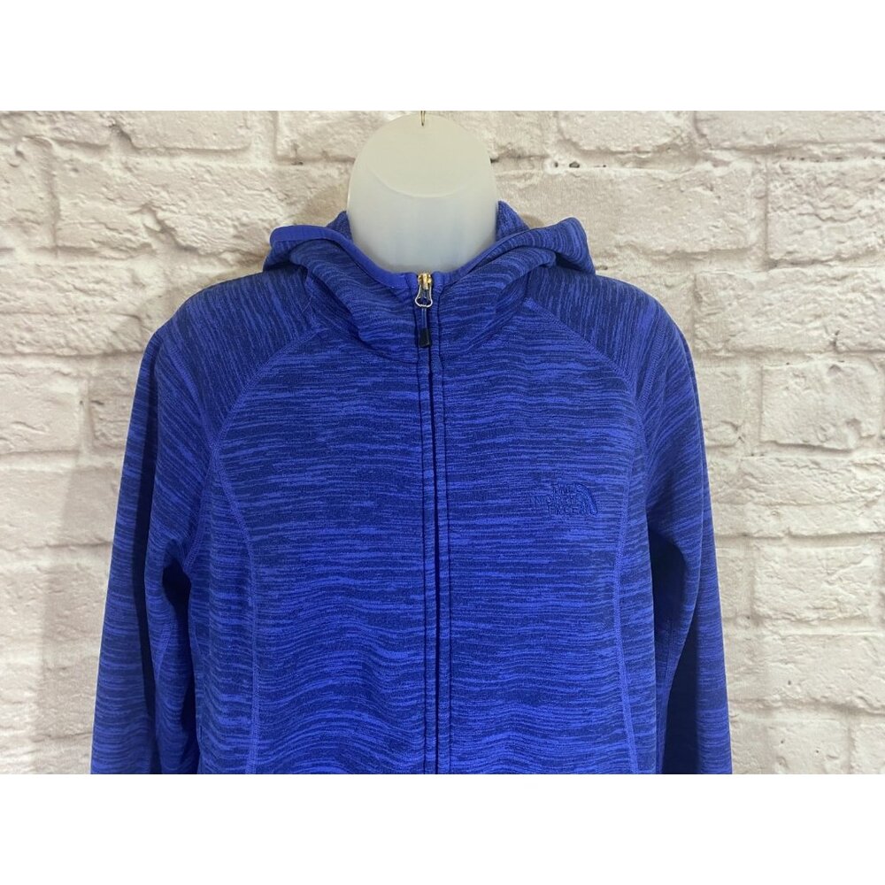 The North Face Fleece Jacket Womens Large Cobalt Zipper Hood Pockets - Picture 6 of 15